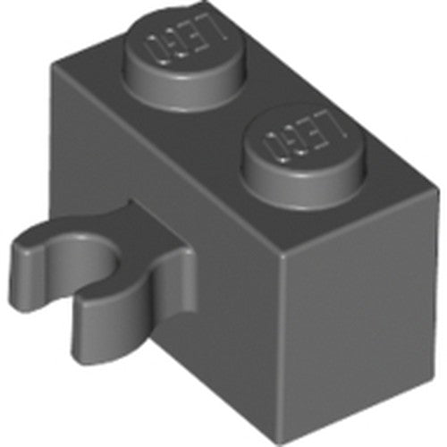 LEGO 30237b Brick, Modified 1 x 2 with Open O Clip Thick (Vertical Grip) in Dark Bluish Gray - Authentic LEGO Part
