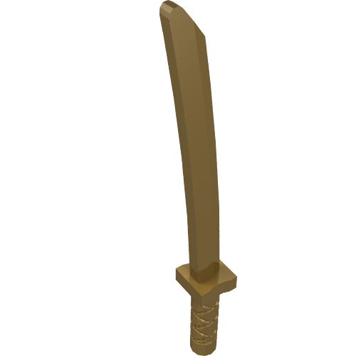 LEGO 21459 Minifigure, Weapon Sword, Shamshir / Katana (Square Guard) with Capped Pommel and Holes in Crossguard and Blade in Pearl Gold - Authentic LEGO Part