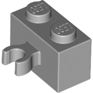 LEGO 30237b Brick, Modified 1 x 2 with Open O Clip Thick (Vertical Grip) in Light Bluish Gray - Authentic LEGO Part