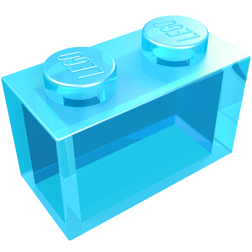 LEGO 3065 Brick 1 x 2 without Bottom Tube in Trans-Light Blue - Authentic LEGO Part