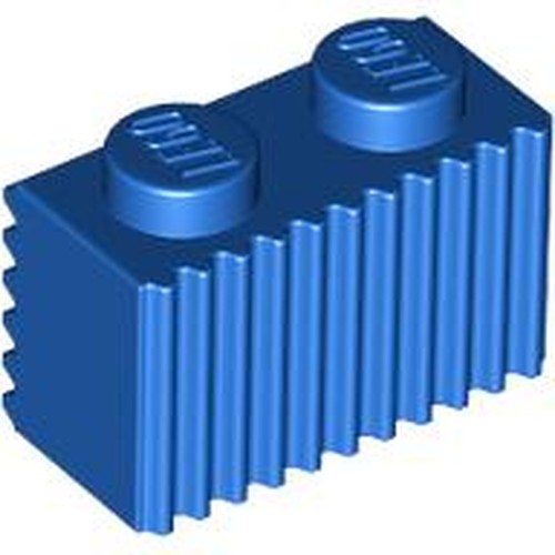LEGO 2877 Brick, Modified 1 x 2 with Grille / Fluted Profile in Blue - Authentic LEGO Part