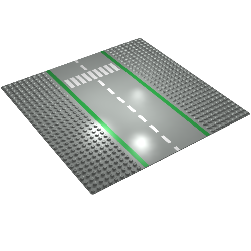 LEGO 606p02 Baseplate, Road 32 x 32 9-Stud Straight with Road and Crosswalk Pattern - Main Product Image