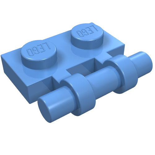LEGO 2540 Plate, Modified 1 x 2 with Bar Handle on Side - Free Ends in Medium Blue - Authentic LEGO Part