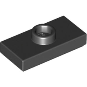 LEGO 15573 Plate, Modified 1 x 2 with 1 Stud with Groove and Bottom Stud Holder (Jumper) in Black - Authentic LEGO Part