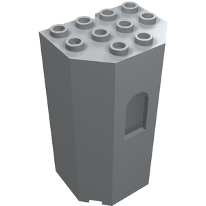 LEGO 30246 Panel 3 x 4 x 6 Turret Wall with Window in Light Bluish Gray - Authentic LEGO Part