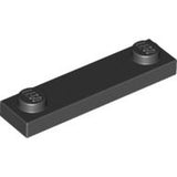 LEGO 92593 Plate, Modified 1 x 4 with 2 Studs without Groove in Black - Authentic LEGO Part