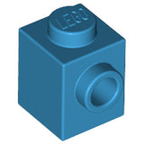 LEGO 87087 Brick, Modified 1 x 1 with Stud on Side in Dark Azure - Authentic LEGO Part