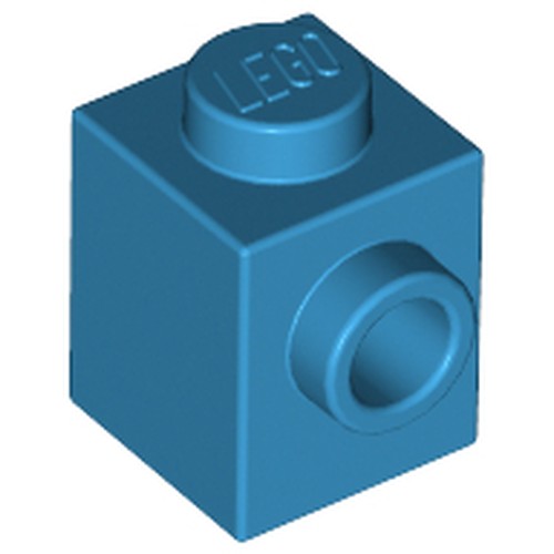 LEGO 87087 Brick, Modified 1 x 1 with Stud on Side in Dark Azure - Authentic LEGO Part