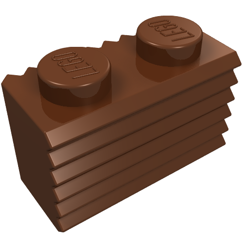 LEGO 2877 Brick, Modified 1 x 2 with Grille / Fluted Profile in Reddish Brown - Authentic LEGO Part
