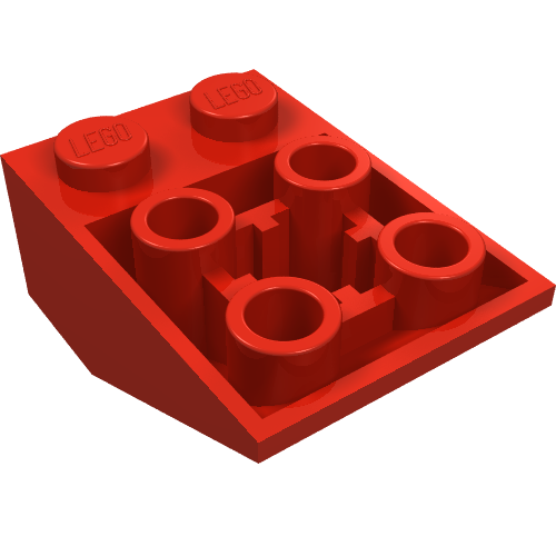 LEGO 3747b Slope, Inverted 33 3 x 2 with Flat Bottom Pin and Connections between Studs in Red - Authentic LEGO Part