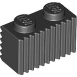 LEGO 2877 Brick, Modified 1 x 2 with Grille / Fluted Profile in Black - Authentic LEGO Part
