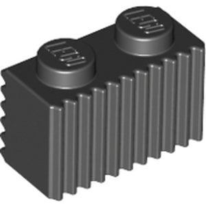 LEGO 2877 Brick, Modified 1 x 2 with Grille / Fluted Profile in Black - Authentic LEGO Part