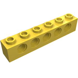 LEGO 3894 Technic, Brick 1 x 6 with Holes in Yellow - Authentic LEGO Part