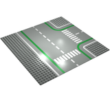 LEGO 2360p01 Baseplate, Road 32 x 32 7-Stud T Intersection with Crosswalks Pattern - Main Product Image