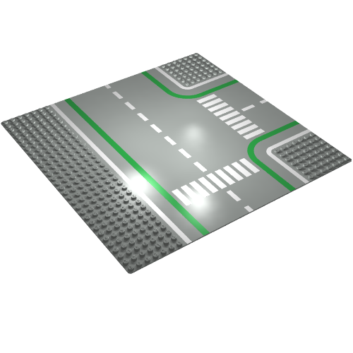 LEGO 2360p01 Baseplate, Road 32 x 32 7-Stud T Intersection with Crosswalks Pattern - Main Product Image