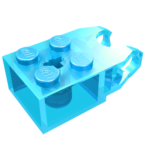 LEGO 92013 Technic, Brick Modified 2 x 2 with Ball Socket and Axle Hole - Straight Forks with Round Ends and Open Sides in Trans-Light Blue - Authentic LEGO Part