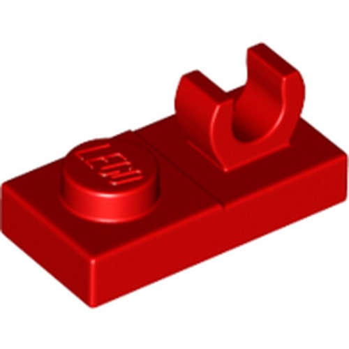 LEGO 44861 Plate, Modified 1 x 2 with Open O Clip on Top in Red - Authentic LEGO Part