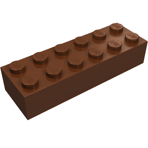 LEGO 2456 Brick 2 x 6 in Reddish Brown - Authentic LEGO Part