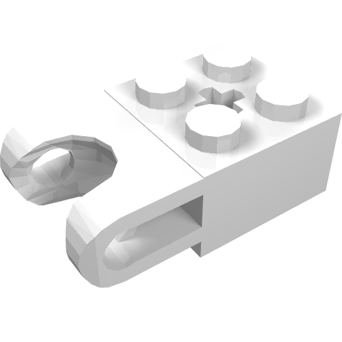 LEGO 92013 Technic, Brick Modified 2 x 2 with Ball Socket and Axle Hole - Straight Forks with Round Ends and Open Sides in White - Authentic LEGO Part
