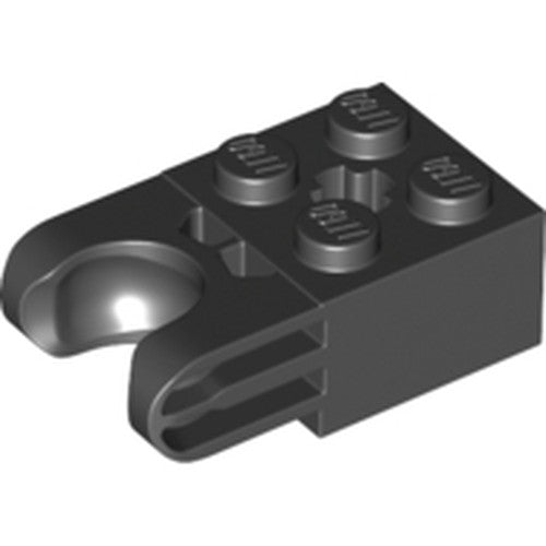 LEGO 67696 Technic, Brick Modified 2 x 2 with Ball Socket and Axle Hole - Straight Forks with Round Ends and Closed Sides in Black - Authentic LEGO Part