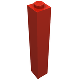 LEGO 2453b Brick 1 x 1 x 5 - Solid Stud in Red - Authentic LEGO Part