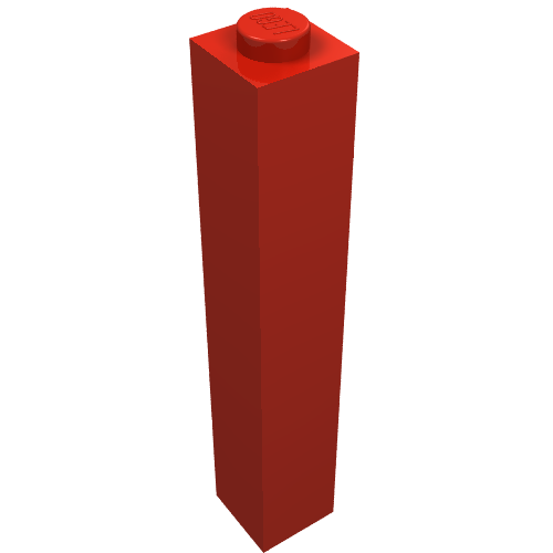 LEGO 2453b Brick 1 x 1 x 5 - Solid Stud in Red - Authentic LEGO Part