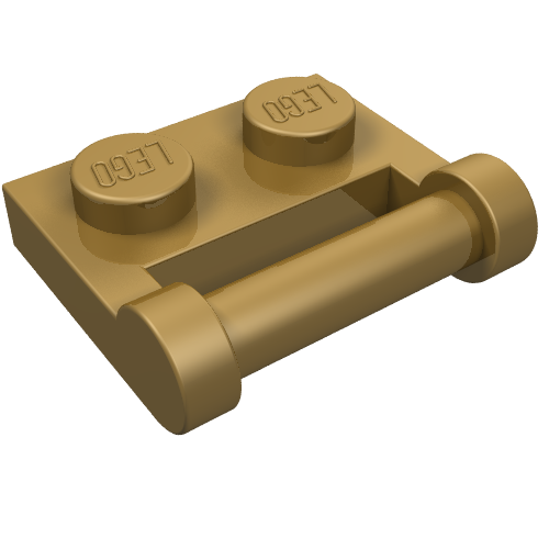 LEGO 48336 Plate, Modified 1 x 2 with Bar Handle on Side - Closed Ends in Pearl Gold - Authentic LEGO Part