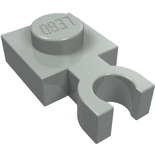 LEGO 4085b Plate, Modified 1 x 1 with U Clip Thin (Vertical Grip) in Light Gray - Authentic LEGO Part