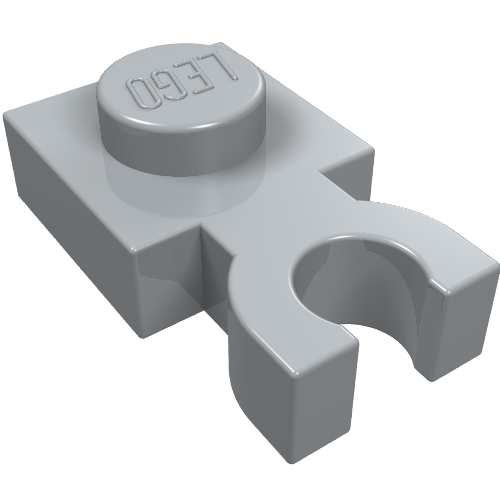 LEGO 4085c Plate, Modified 1 x 1 with U Clip Thick (Vertical Grip) in Light Bluish Gray - Authentic LEGO Part
