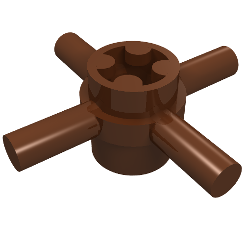 LEGO 48723 Technic, Axle Connector Hub with 4 Bars and Pin Hole in Reddish Brown - Authentic LEGO Part