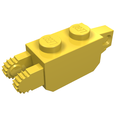 LEGO 30386 Hinge Brick 1 x 2 Locking with 1 Finger Vertical End and 2 Fingers Vertical End in Yellow - Authentic LEGO Part