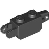 LEGO 30386 Hinge Brick 1 x 2 Locking with 1 Finger Vertical End and 2 Fingers Vertical End in Black - Authentic LEGO Part