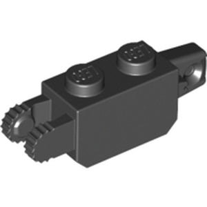 LEGO 30386 Hinge Brick 1 x 2 Locking with 1 Finger Vertical End and 2 Fingers Vertical End in Black - Authentic LEGO Part
