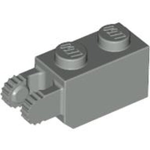 LEGO 30365 Hinge Brick 1 x 2 Locking with 2 Fingers Vertical End in Light Gray - Authentic LEGO Part