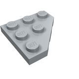 LEGO 2450 Wedge, Plate 3 x 3 Cut Corner in Light Bluish Gray - Authentic LEGO Part