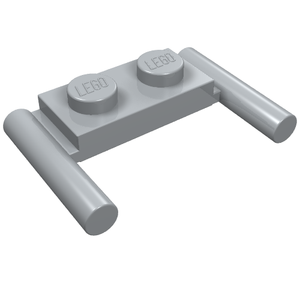 LEGO 3839b Plate, Modified 1 x 2 with Bar Handles - Flat Ends, Low Attachment in Light Bluish Gray - Authentic LEGO Part