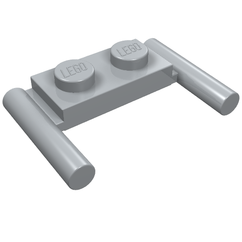 LEGO 3839b Plate, Modified 1 x 2 with Bar Handles - Flat Ends, Low Attachment in Light Bluish Gray - Authentic LEGO Part