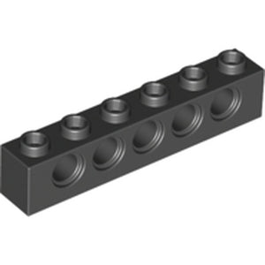LEGO 3894 Technic, Brick 1 x 6 with Holes in Black - Authentic LEGO Part