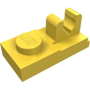 LEGO 92280 Plate, Modified 1 x 2 with Clip with Center Cut on Top in Yellow - Authentic LEGO Part