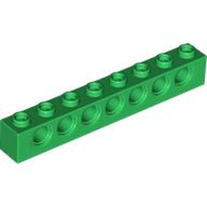 LEGO 3702 Light Bluish Gray Technic, Brick 1 x 8 with Holes in Green - Authentic LEGO Part