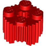 LEGO 92947 Brick, Round 2 x 2 with Axle Hole and Grille / Fluted Profile in Red - Authentic LEGO Part