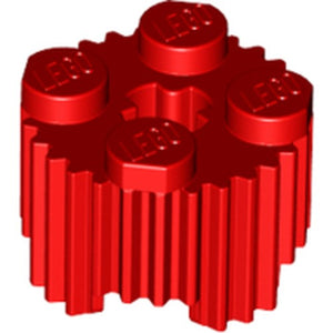 LEGO 92947 Brick, Round 2 x 2 with Axle Hole and Grille / Fluted Profile in Red - Authentic LEGO Part