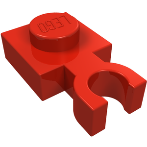 LEGO 4085b Plate, Modified 1 x 1 with U Clip Thin (Vertical Grip) in Red - Authentic LEGO Part