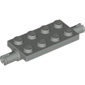 LEGO 30157 Plate, Modified 2 x 4 with Pins and Thin Angled Supports in Light Gray - Authentic LEGO Part