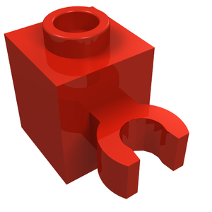 LEGO 60475b Brick, Modified 1 x 1 with Open O Clip (Vertical Grip) - Hollow Stud in Red - Authentic LEGO Part