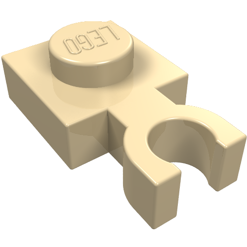 LEGO 4085b Plate, Modified 1 x 1 with U Clip Thin (Vertical Grip) in Tan - Authentic LEGO Part