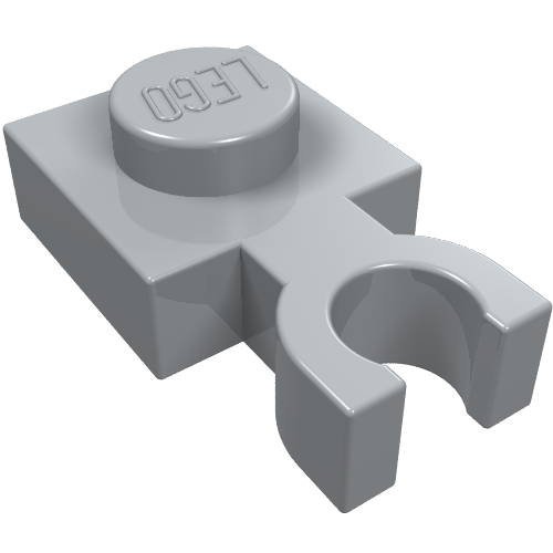 LEGO 4085b Plate, Modified 1 x 1 with U Clip Thin (Vertical Grip) in Light Bluish Gray - Authentic LEGO Part