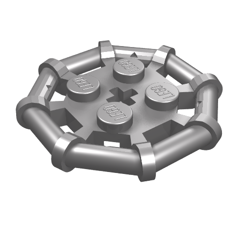 LEGO 75937 Plate, Modified 2 x 2 with Bar Frame Octagonal, Reinforced, Completely Round Studs in Flat Silver - Authentic LEGO Part