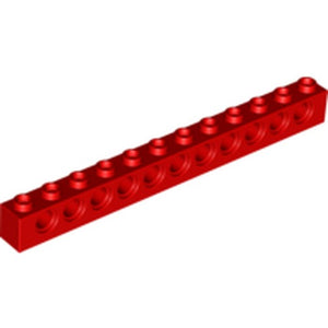 LEGO 3895 Technic, Brick 1 x 12 with Holes in Red - Authentic LEGO Part