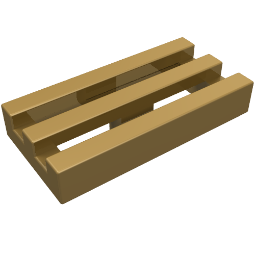 LEGO 2412b Tile, Modified 1 x 2 Grille with Bottom Groove in Pearl Gold - Authentic LEGO Part